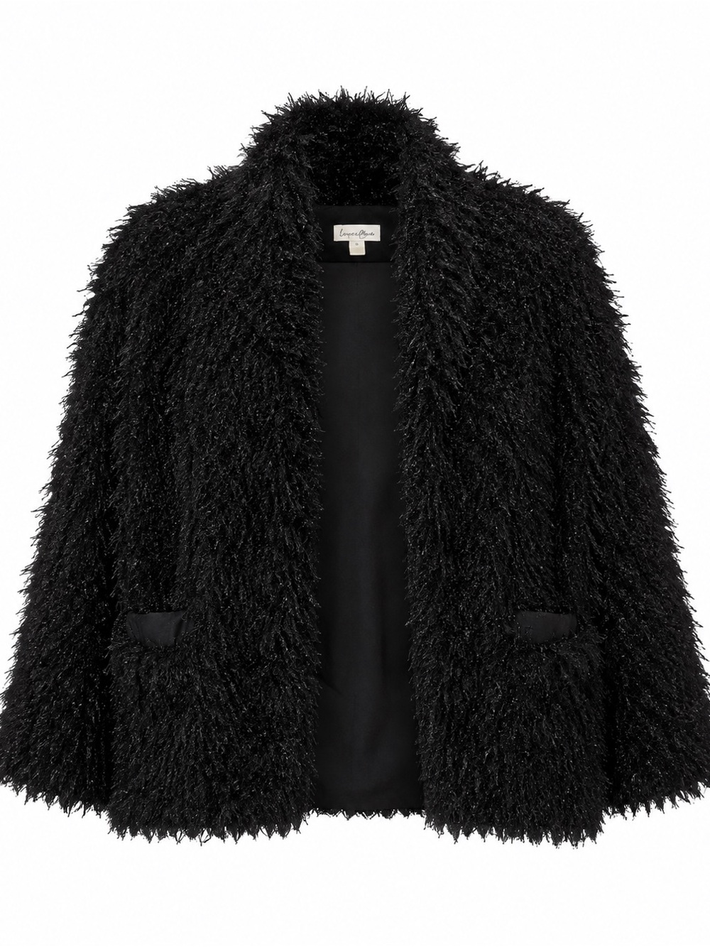 Love Fire Black Faux Fur Teddy Jacket for Women